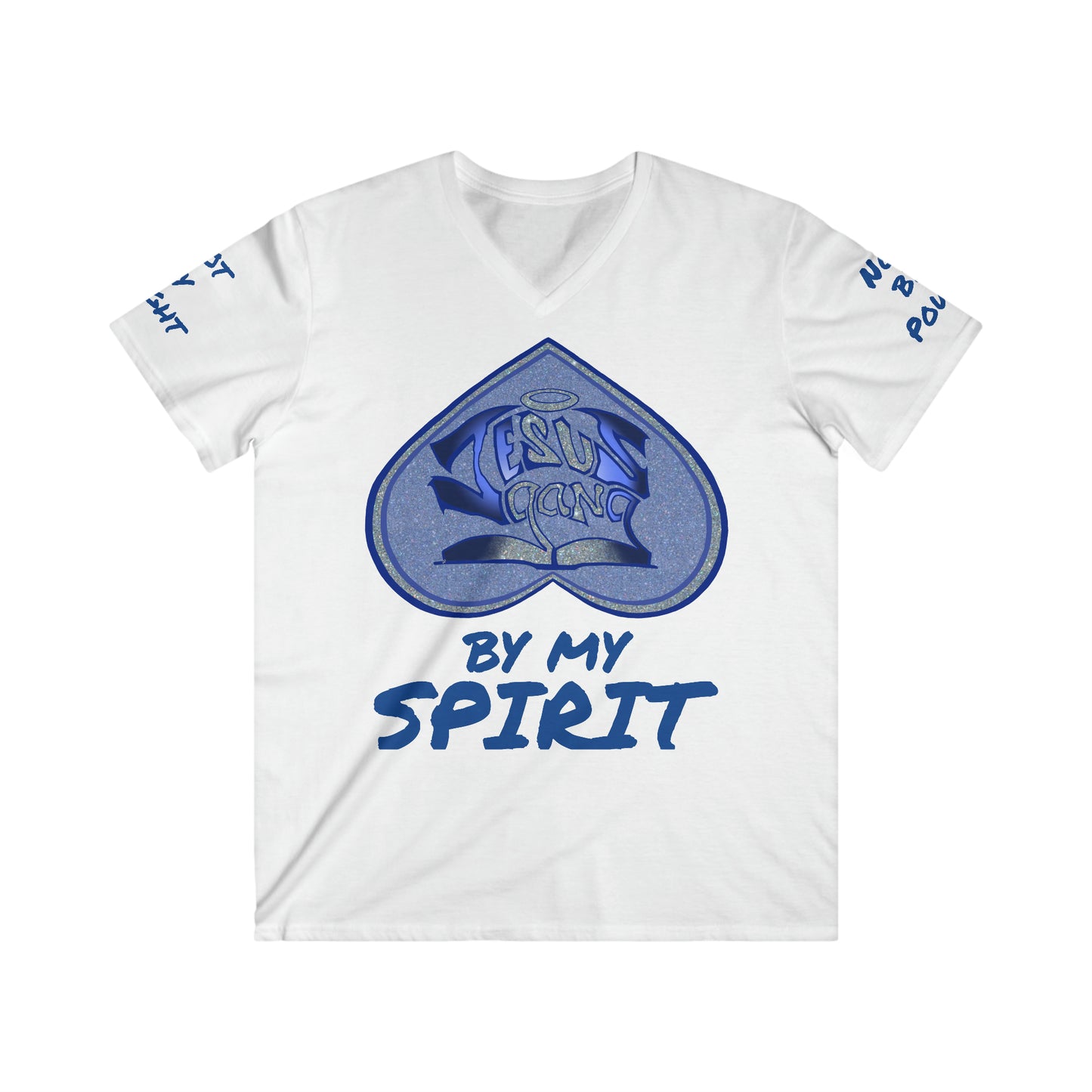 Not by Might nor by Power but by HIS spirit says the Gang of the Lord! ((ICED Blu) fitted v-neck)