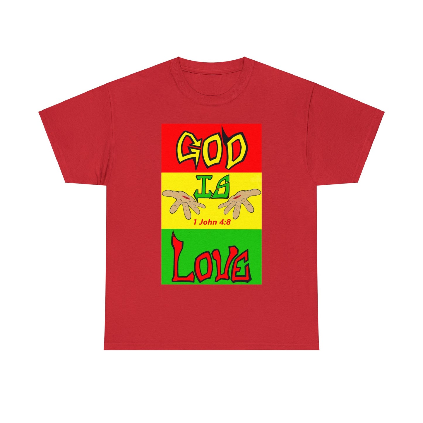 God is Love Reggae WHT t-shirt By The M.O.G (small print)