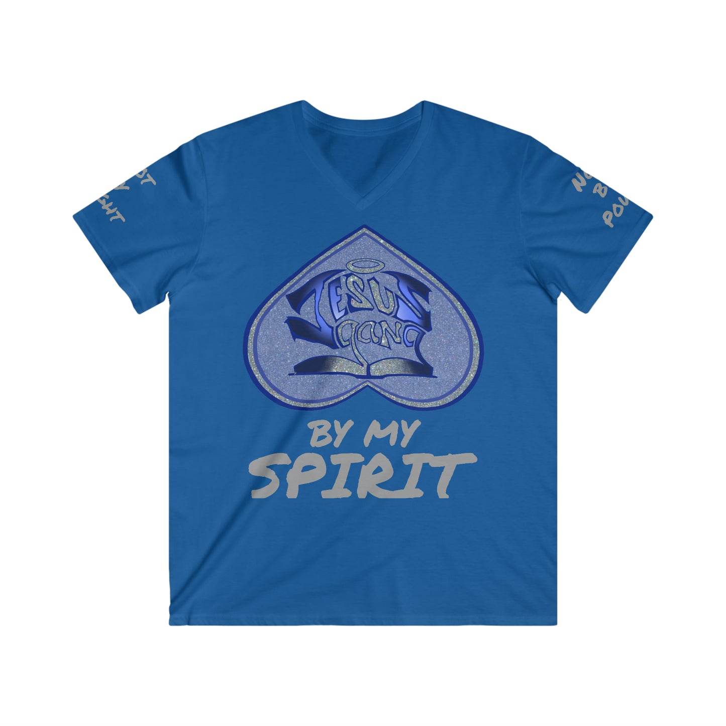 Not by Might nor by Power but by HIS spirit says the Gang of the Lord! ((ICED Blu) fitted v-neck)