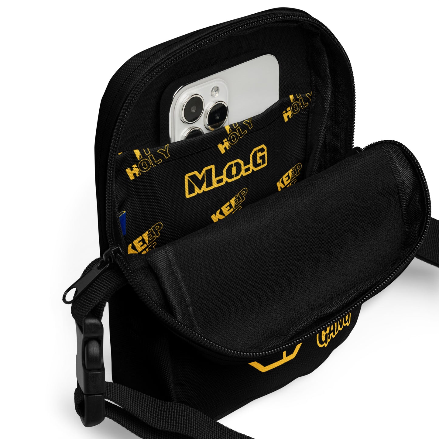 Jesus Gang Man of God BLACK and YELLOW crossbody bag