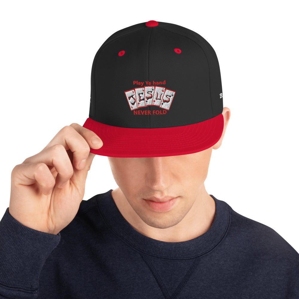 Jesus Hand Never FOLD Savage Snapback