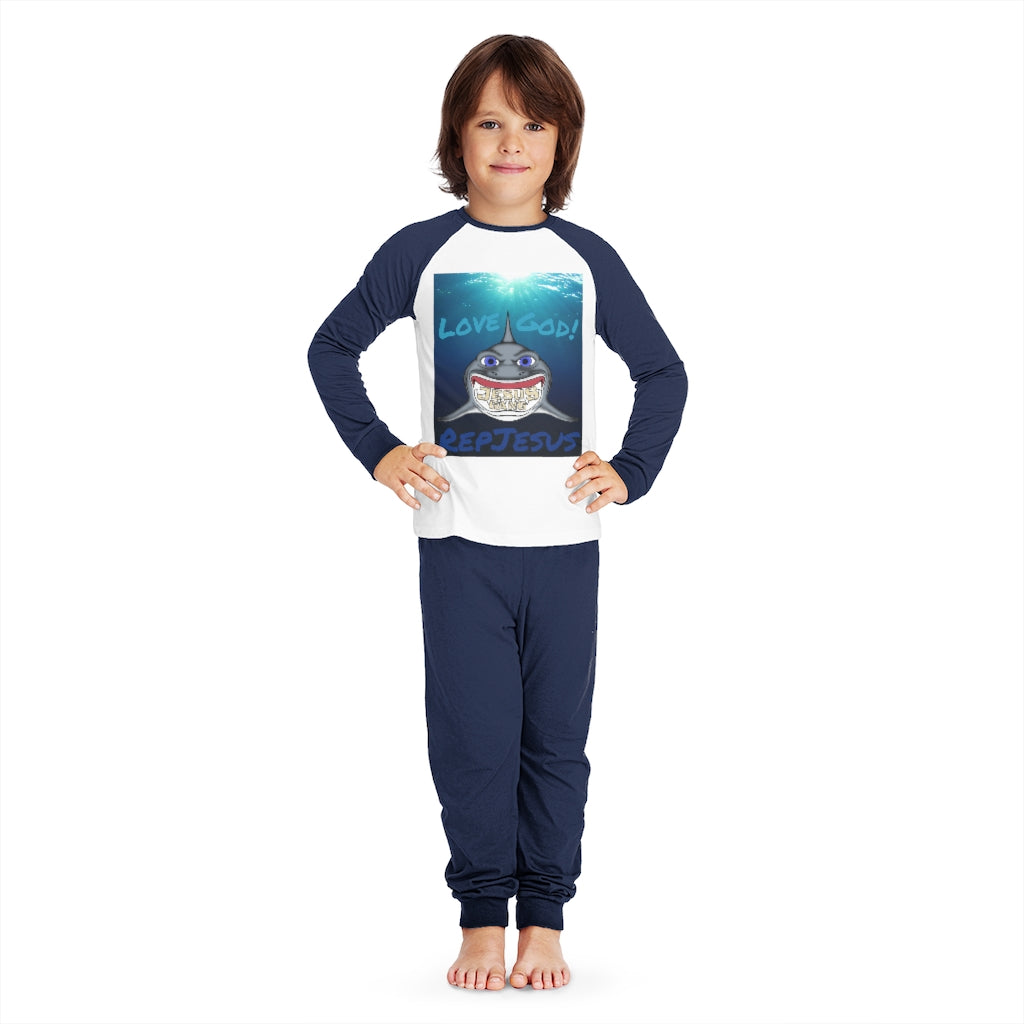 LoveGodRepresentJesus*Shark*Gang Kids' Pajama Set