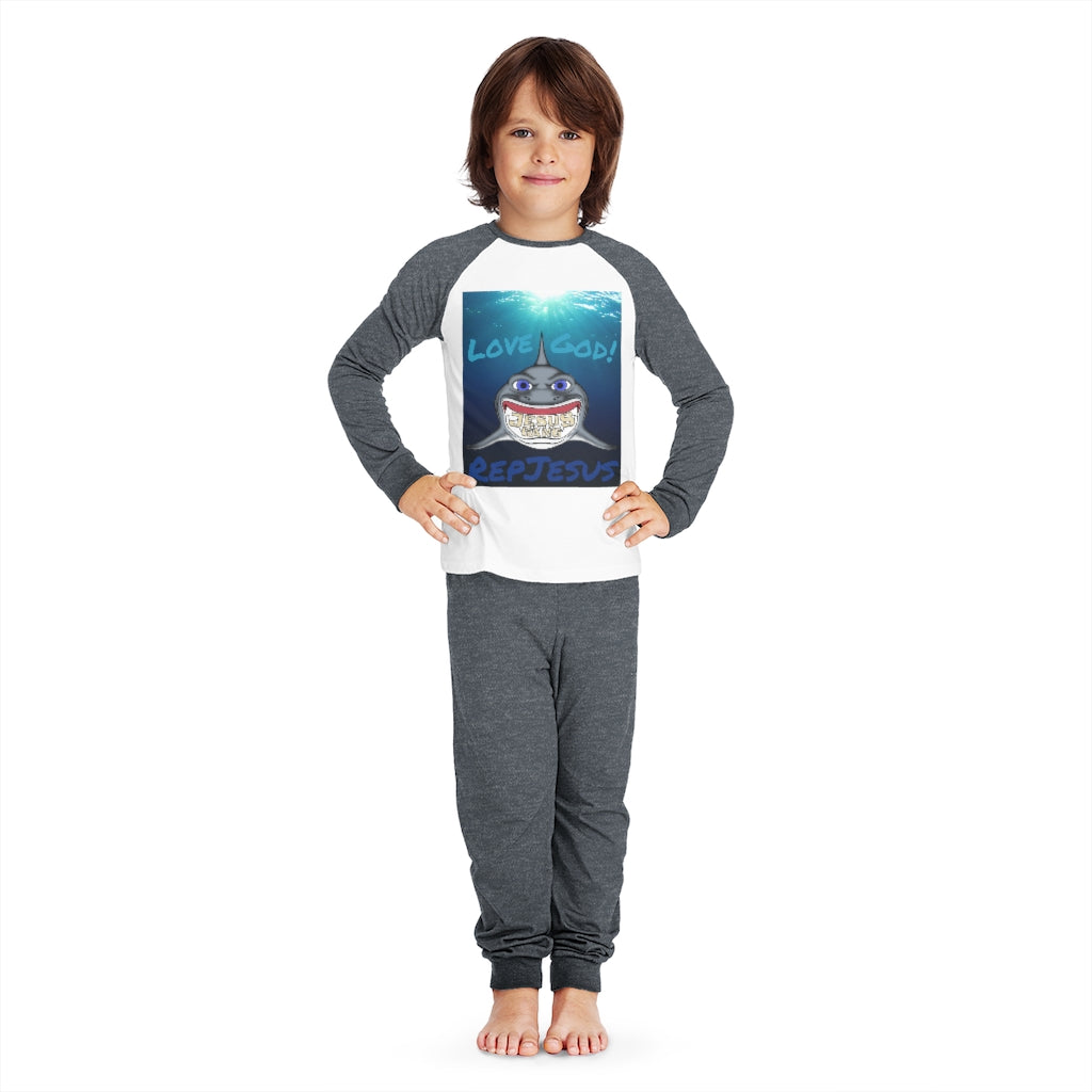 LoveGodRepresentJesus*Shark*Gang Kids' Pajama Set