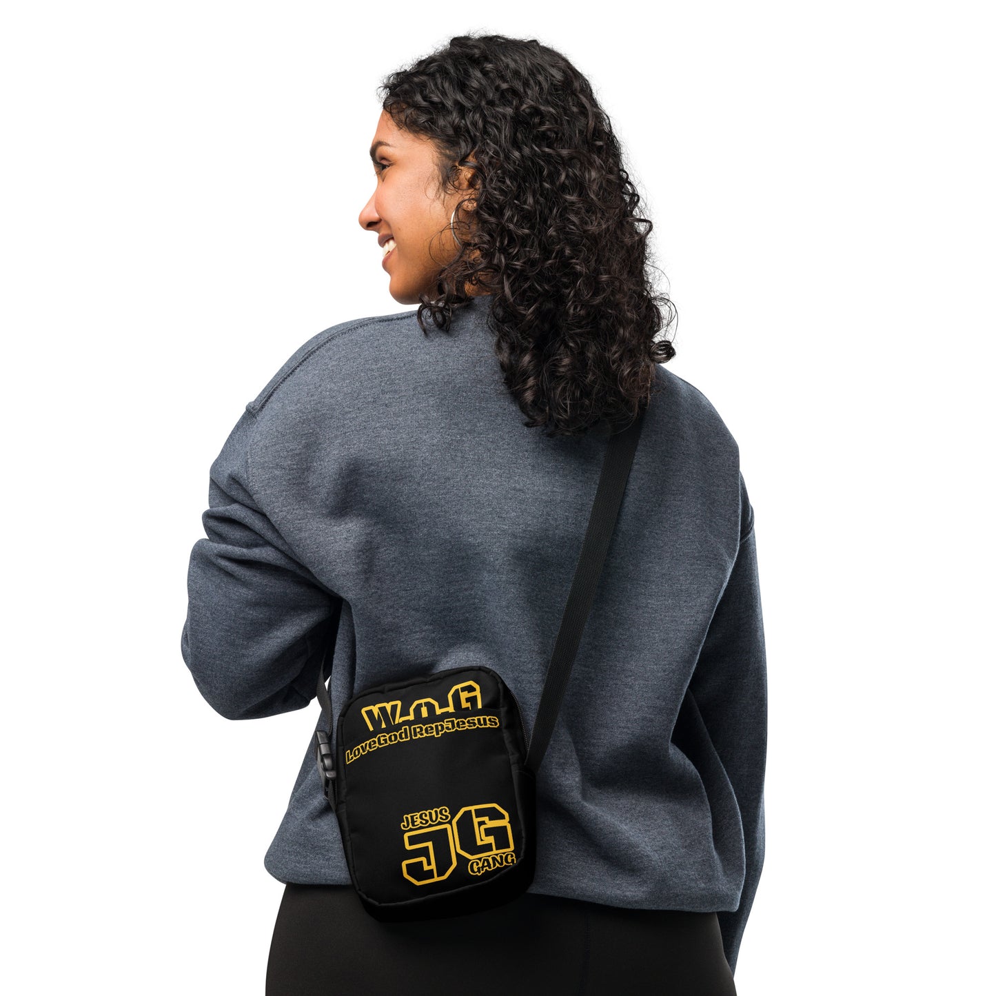 Jesus Gang Woman of God BLACK and YELLOW crossbody bag
