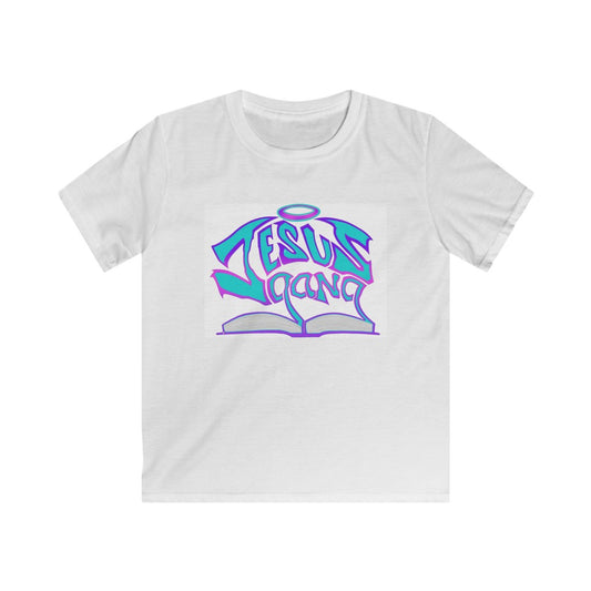 Oh Baby Blue Jesus Gang Kids Softstyle WHT Tee By The M.o.G